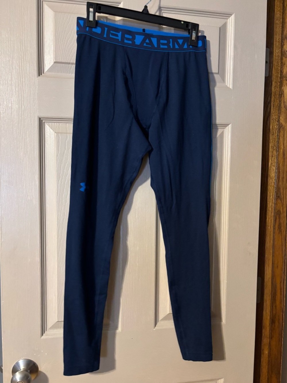 Under Armour Navy Compression Tights with Blue Logo Waistband